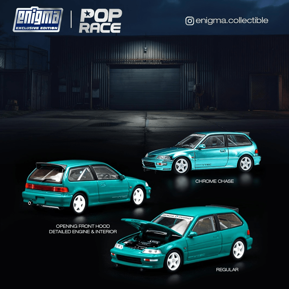 *Pre-Order* Pop Race - Honda Civic (EF9) - Tahitian Green *Enigma Exclusive Edition* - Top CollectiblesDiecastPop Race