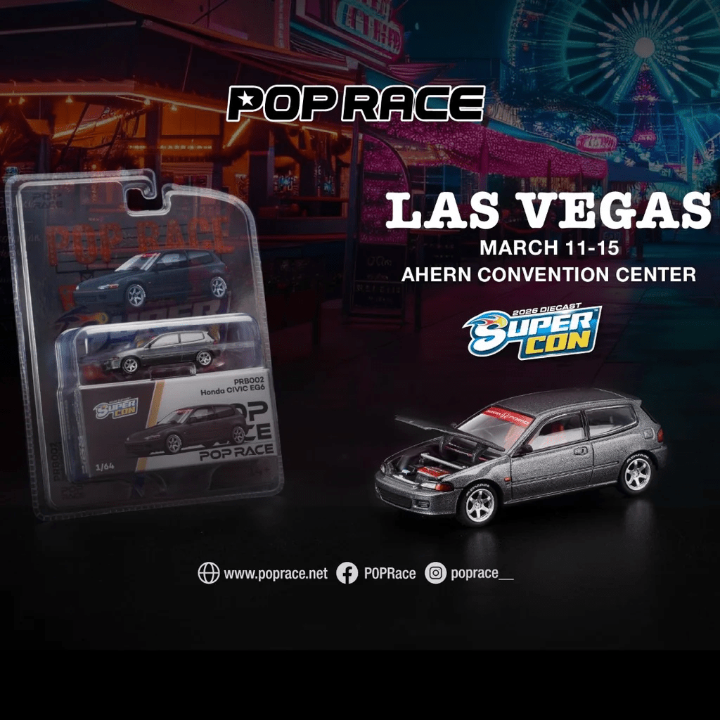 *Pre - Order* Pop Race - Honda Civic EG6 Dark Grey *Las Vegas Supercon 2026 Edition* - Limit 1 Per Customer - Top CollectiblesDiecastPop Race
