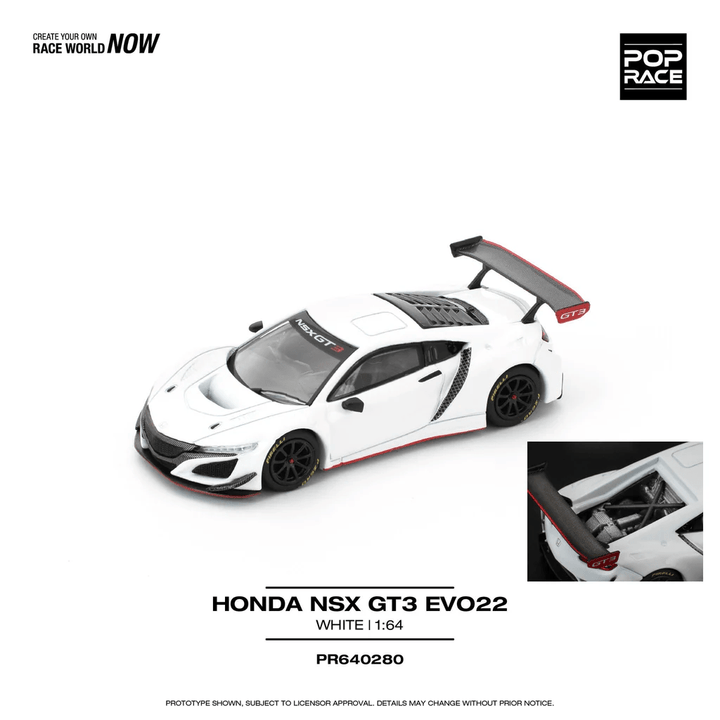 *Pre - Order* Pop Race - Honda NSX GT3 EVO22 - White - Top CollectiblesDiecastPop Race
