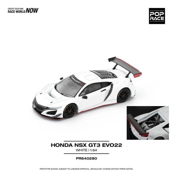*Pre - Order* Pop Race - Honda NSX GT3 EVO22 - White - Top CollectiblesDiecastPop Race
