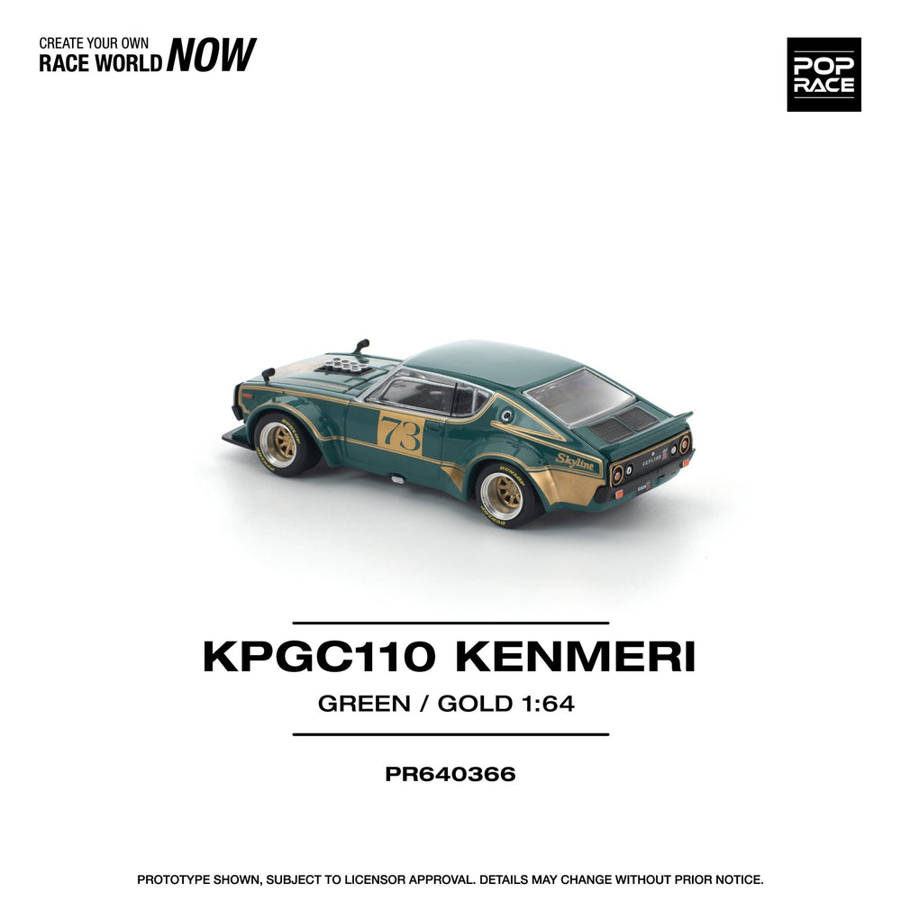 *Pre - Order* Pop Race - KPGC110 Kenmeri Racing 73 - Green / Gold - Top CollectiblesDiecastPop Race