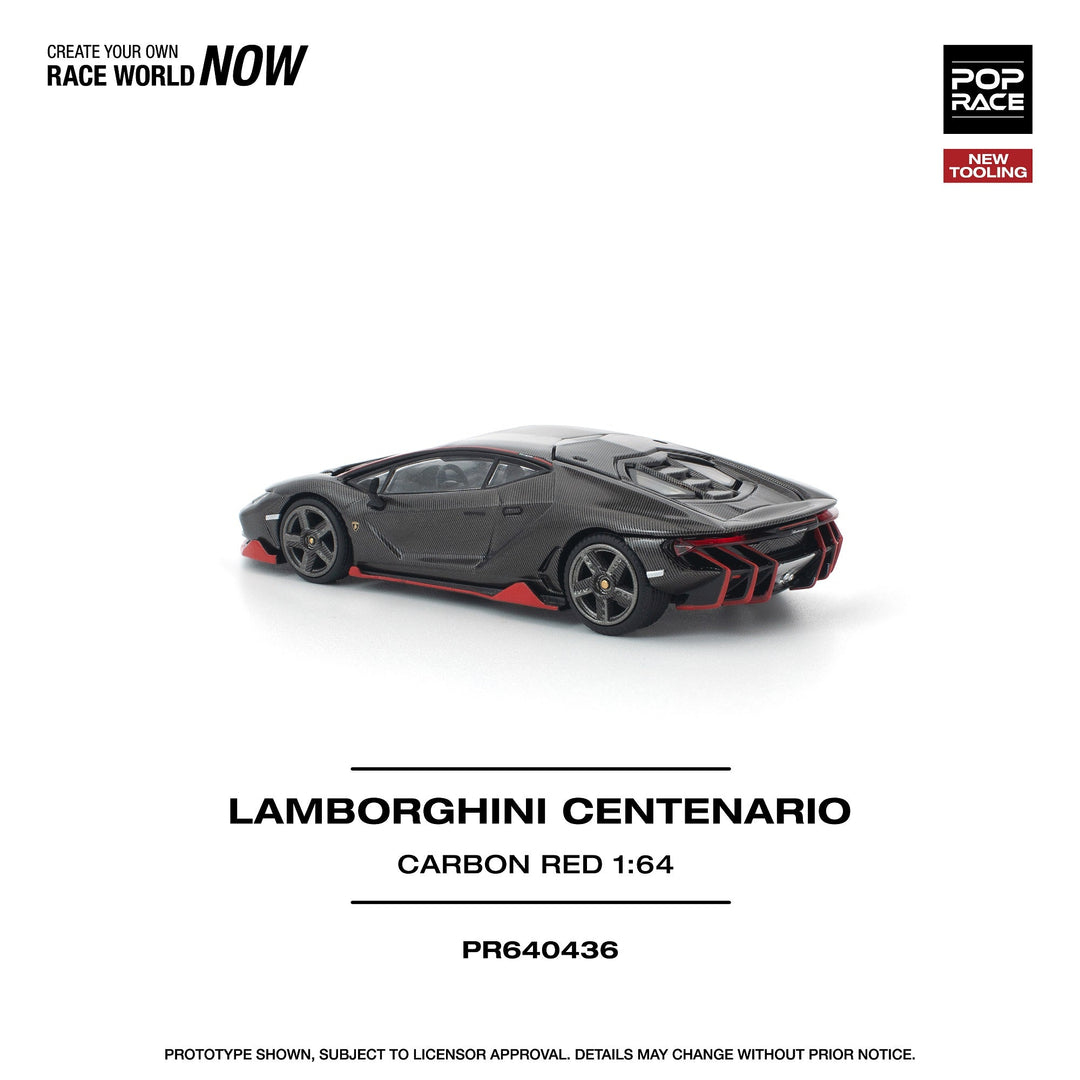 *Pre - Order* Pop Race - Lamborghini Centenario - Carbon Red - Top CollectiblesDiecastPop Race