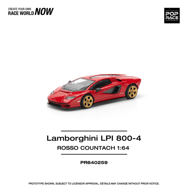 *Pre - Order* Pop Race - Lamborghini Countach LP800 - 4 - Rosso Countach - Top CollectiblesDiecastPop Race