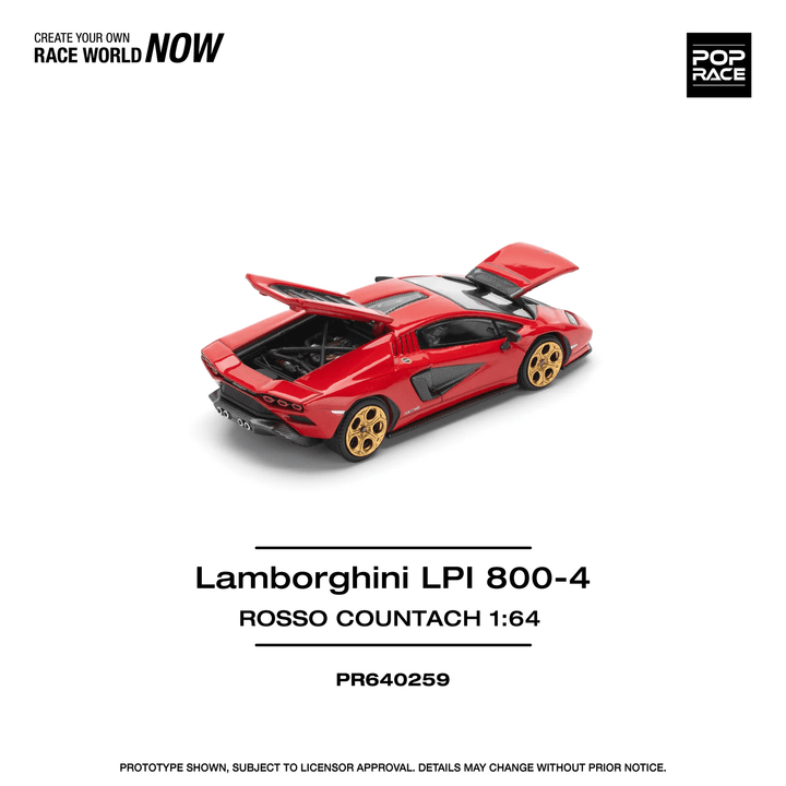 *Pre - Order* Pop Race - Lamborghini Countach LP800 - 4 - Rosso Countach - Top CollectiblesDiecastPop Race