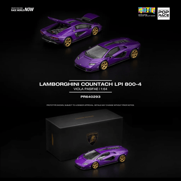 *Pre - Order* Pop Race - Lamborghini Countach LPI 800 - 4 - Special Edition in shimmery Viola Pasifae *Hong Kong Toycar Salon 2025 Exclusive* - Top CollectiblesDiecastPop Race