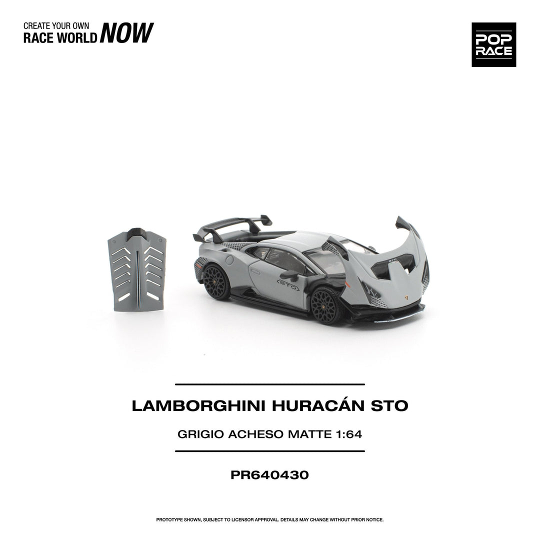 *Pre - Order* Pop Race - Lamborghini Huracan STO - Grigio Acheso Matte - Top CollectiblesDiecastPop Race