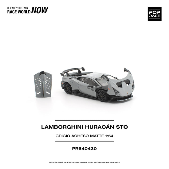 *Pre - Order* Pop Race - Lamborghini Huracan STO - Grigio Acheso Matte - Top CollectiblesDiecastPop Race