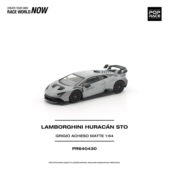 *Pre - Order* Pop Race - Lamborghini Huracan STO - Grigio Acheso Matte - Top CollectiblesDiecastPop Race