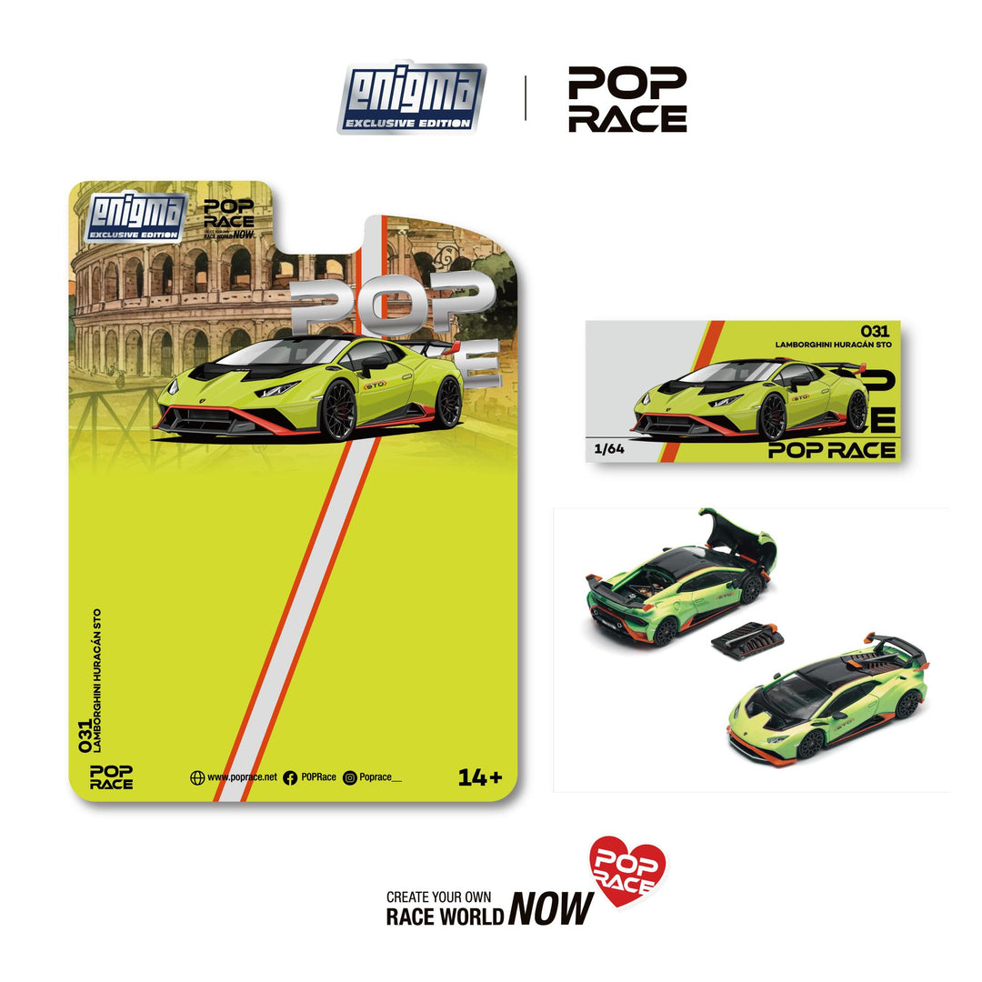 *Pre - Order* Pop Race - Lamborghini Huracan STO - Verde Citrae/Aracio Dac *Enigma Exclusive Edition* - Top CollectiblesDiecastPop Race