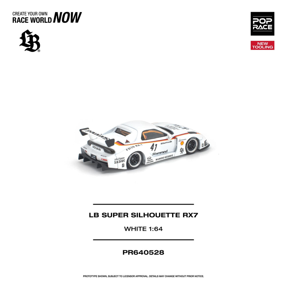 *Pre-Order* Pop Race - LB SUPER SILHOUETTE RX7 (FD3S) - White *New Tooling* - Top CollectiblesDiecastPop Race