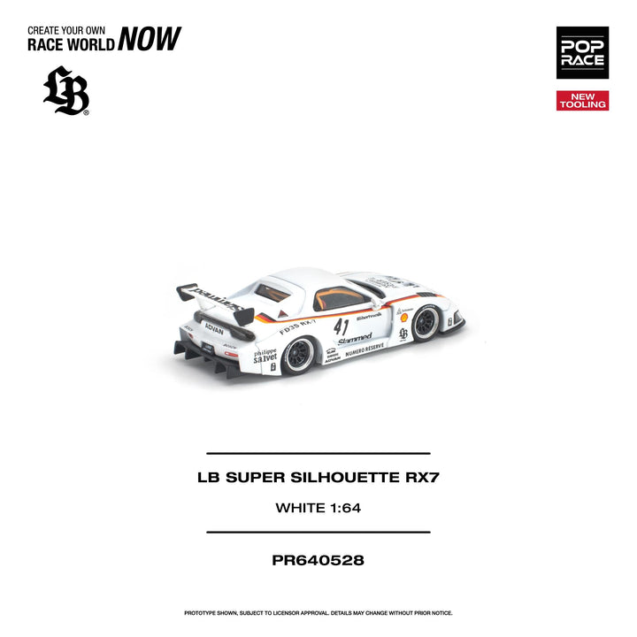 *Pre-Order* Pop Race - LB SUPER SILHOUETTE RX7 (FD3S) - White *New Tooling* - Top CollectiblesDiecastPop Race