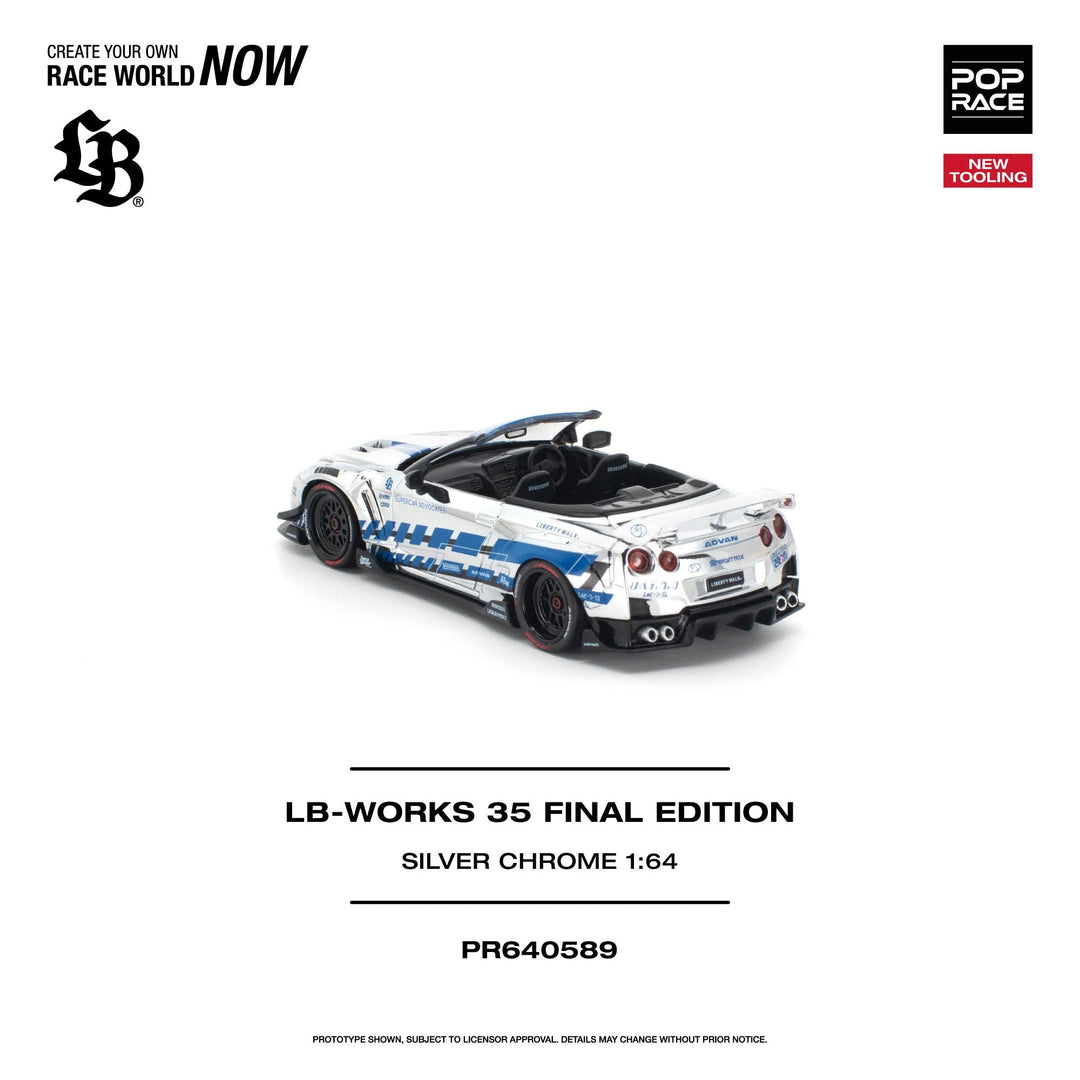*Pre-Order* Pop Race - LB-WORKS 35GT-R Final Edition - Silver Chrome - Top CollectiblesDiecastPop Race