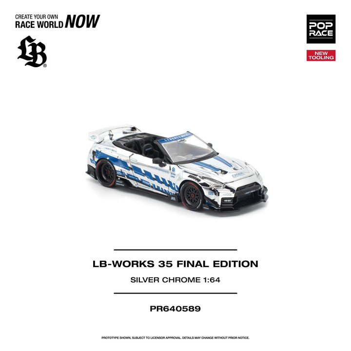 *Pre-Order* Pop Race - LB-WORKS 35GT-R Final Edition - Silver Chrome - Top CollectiblesDiecastPop Race