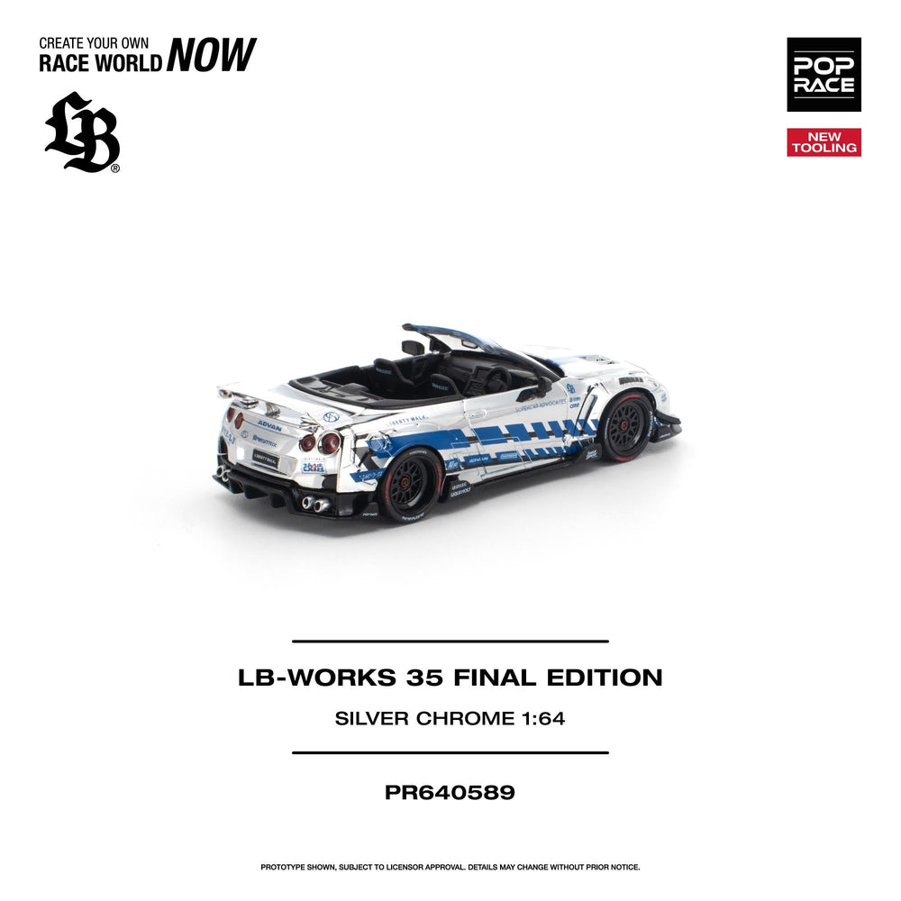 *Pre-Order* Pop Race - LB-WORKS 35GT-R Final Edition - Silver Chrome - Top CollectiblesDiecastPop Race