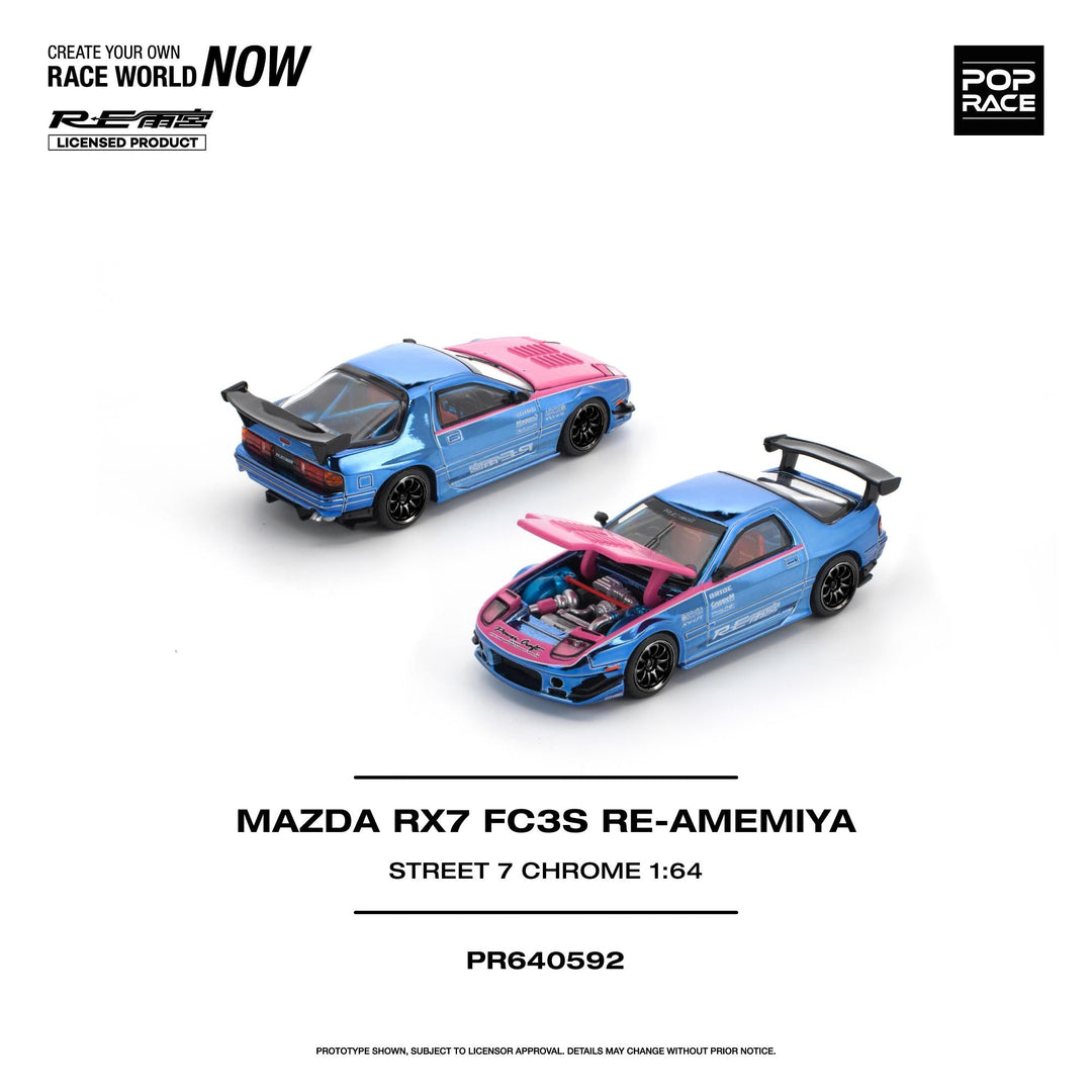 *Pre-Order* Pop Race - Mazda (FC3S) RE-AMEMIYA - Street 7 Chrome - Top CollectiblesDiecastPop Race