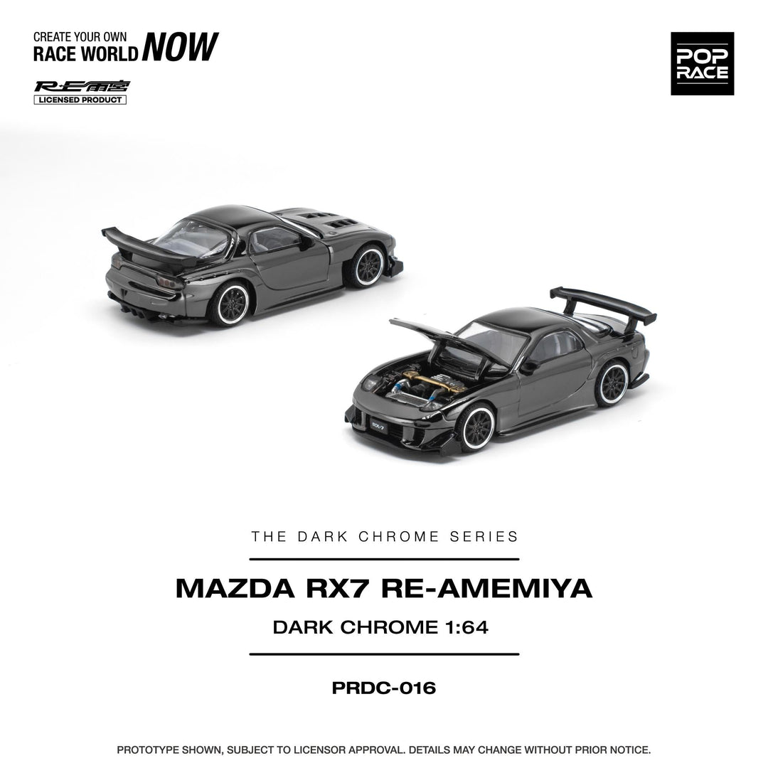 *Pre-Order* Pop Race - Mazda RX-7 RE-AMEMIYA - Dark Chrome - The Dark Chrome Series - Top CollectiblesDiecastPop Race