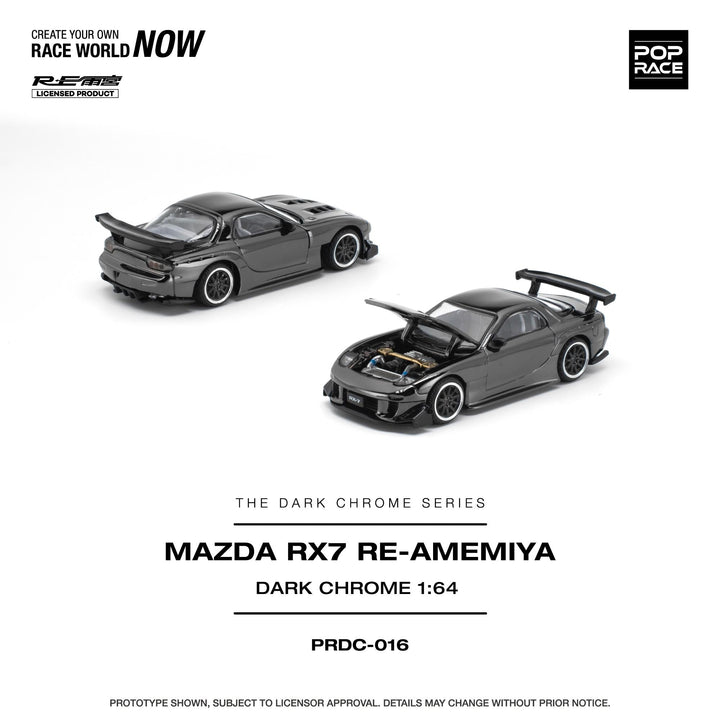 *Pre-Order* Pop Race - Mazda RX-7 RE-AMEMIYA - Dark Chrome - The Dark Chrome Series - Top CollectiblesDiecastPop Race