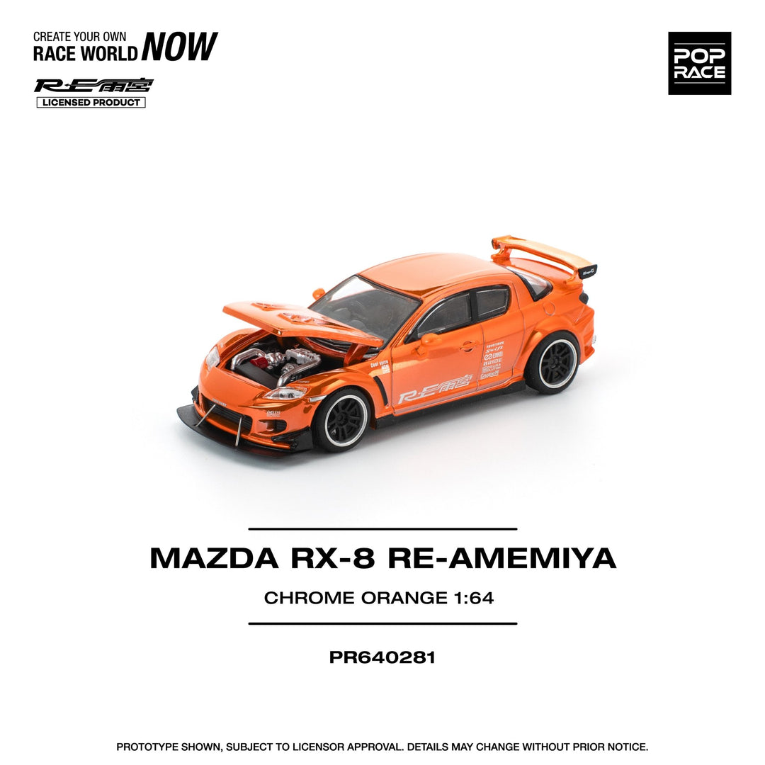 *Pre - Order* Pop Race - Mazda RX - 8 RE - AMEMIYA - Chrome Orange - Top CollectiblesDiecastPop Race