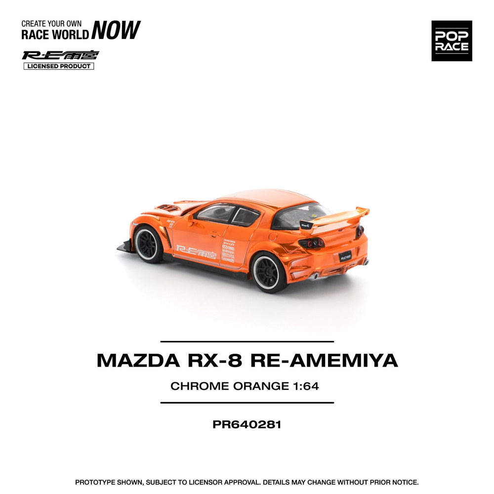 *Pre - Order* Pop Race - Mazda RX - 8 RE - AMEMIYA - Chrome Orange - Top CollectiblesDiecastPop Race