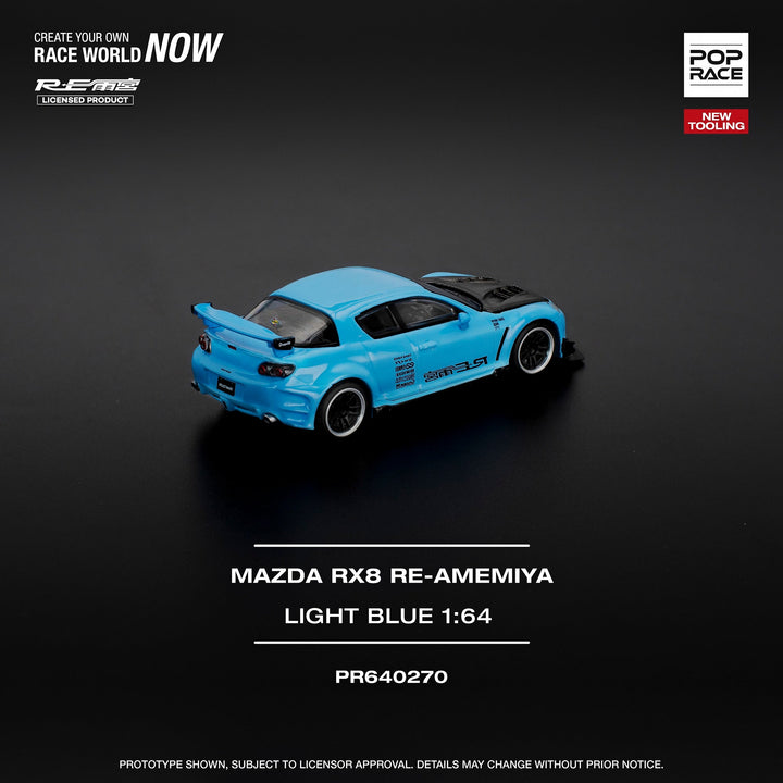 *Pre - Order* Pop Race - Mazda RX - 8 RE - AMEMIYA - Light Blue - Top CollectiblesDiecastPop Race