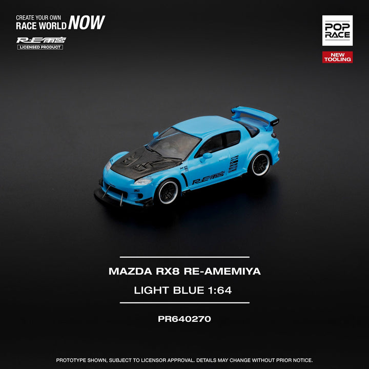 *Pre - Order* Pop Race - Mazda RX - 8 RE - AMEMIYA - Light Blue - Top CollectiblesDiecastPop Race