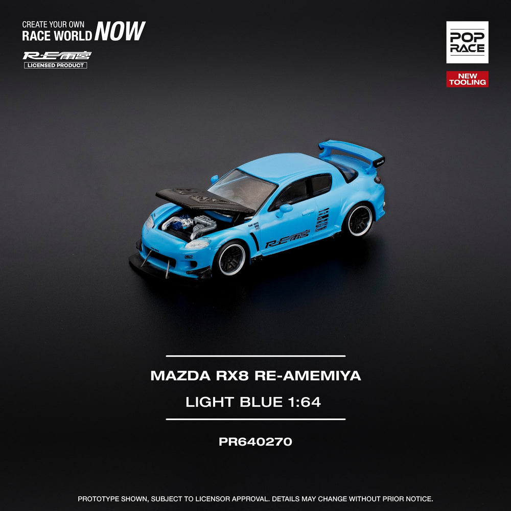 *Pre - Order* Pop Race - Mazda RX - 8 RE - AMEMIYA - Light Blue - Top CollectiblesDiecastPop Race