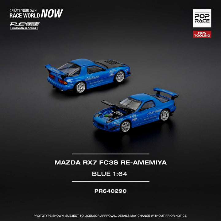 *Pre - Order* Pop Race - Mazda RX7 (FC3S) RE - AMEMIYA - Blue - Top CollectiblesDiecastPop Race