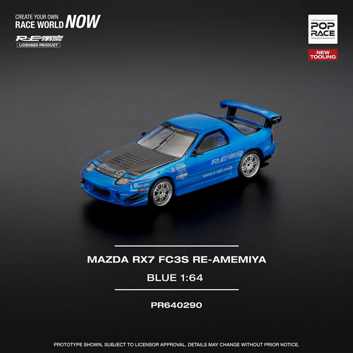 *Pre - Order* Pop Race - Mazda RX7 (FC3S) RE - AMEMIYA - Blue - Top CollectiblesDiecastPop Race