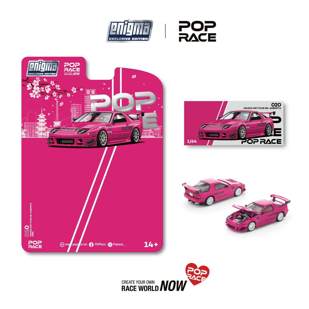 *Pre - Order* Pop Race - Mazda RX7 (FC3S) RE - AMEMIYA - Pink *Enigma Exclusive Edition* - Top CollectiblesDiecastPop Race