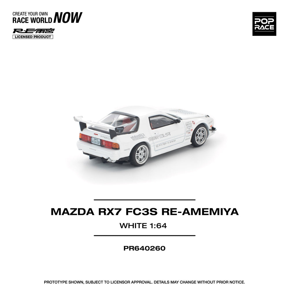 *Pre - Order* Pop Race - Mazda RX7 FC3S RE - AMEMIYA - White - Top CollectiblesDiecastPop Race