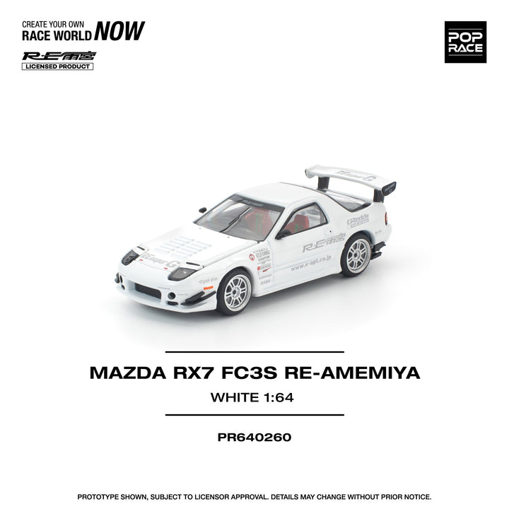 *Pre - Order* Pop Race - Mazda RX7 FC3S RE - AMEMIYA - White - Top CollectiblesDiecastPop Race