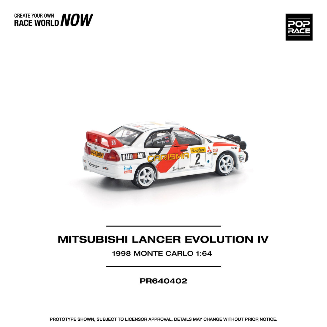 *Pre-Order* Pop Race - Mitsubishi Lancer Evolution IV - 1998 Monte Carlo Rally - Top CollectiblesDiecastPop Race