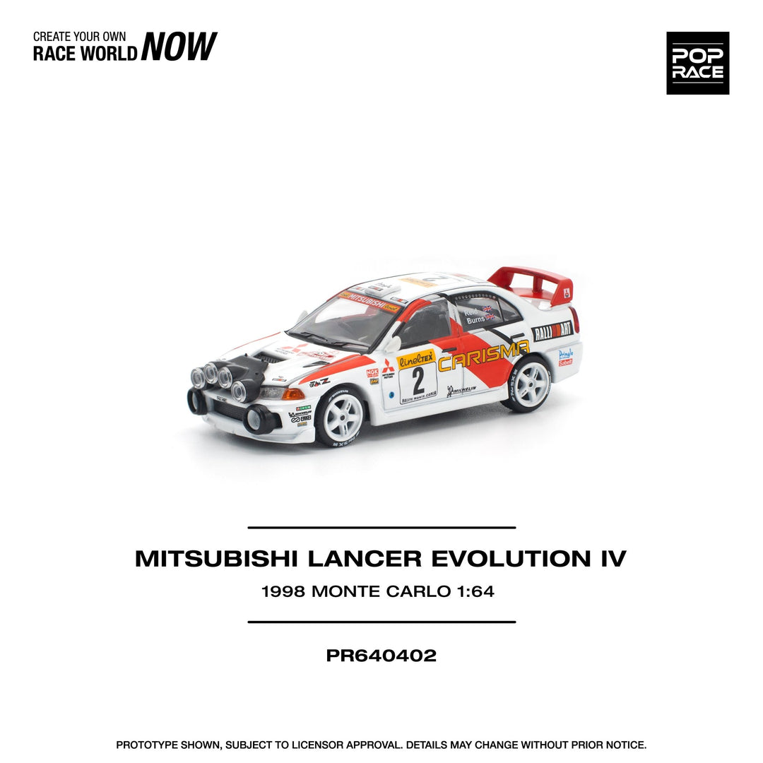 *Pre-Order* Pop Race - Mitsubishi Lancer Evolution IV - 1998 Monte Carlo Rally - Top CollectiblesDiecastPop Race