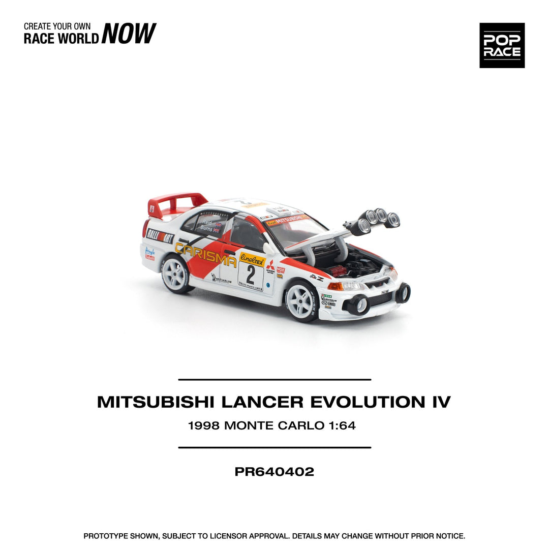 *Pre-Order* Pop Race - Mitsubishi Lancer Evolution IV - 1998 Monte Carlo Rally - Top CollectiblesDiecastPop Race
