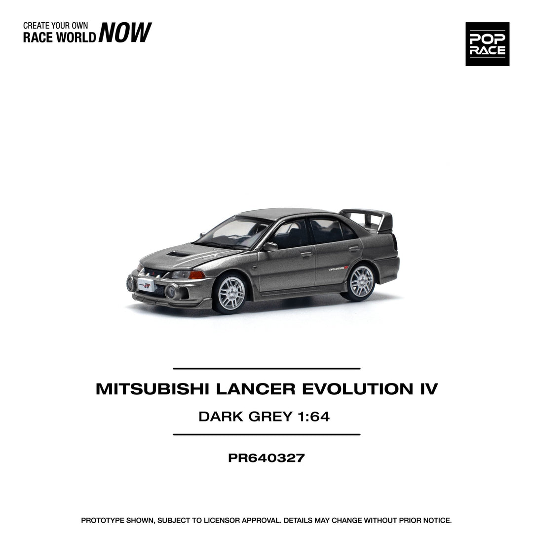 *Pre - Order* Pop Race - Mitsubishi Lancer Evolution IV - Dark Grey - Top CollectiblesDiecastPop Race
