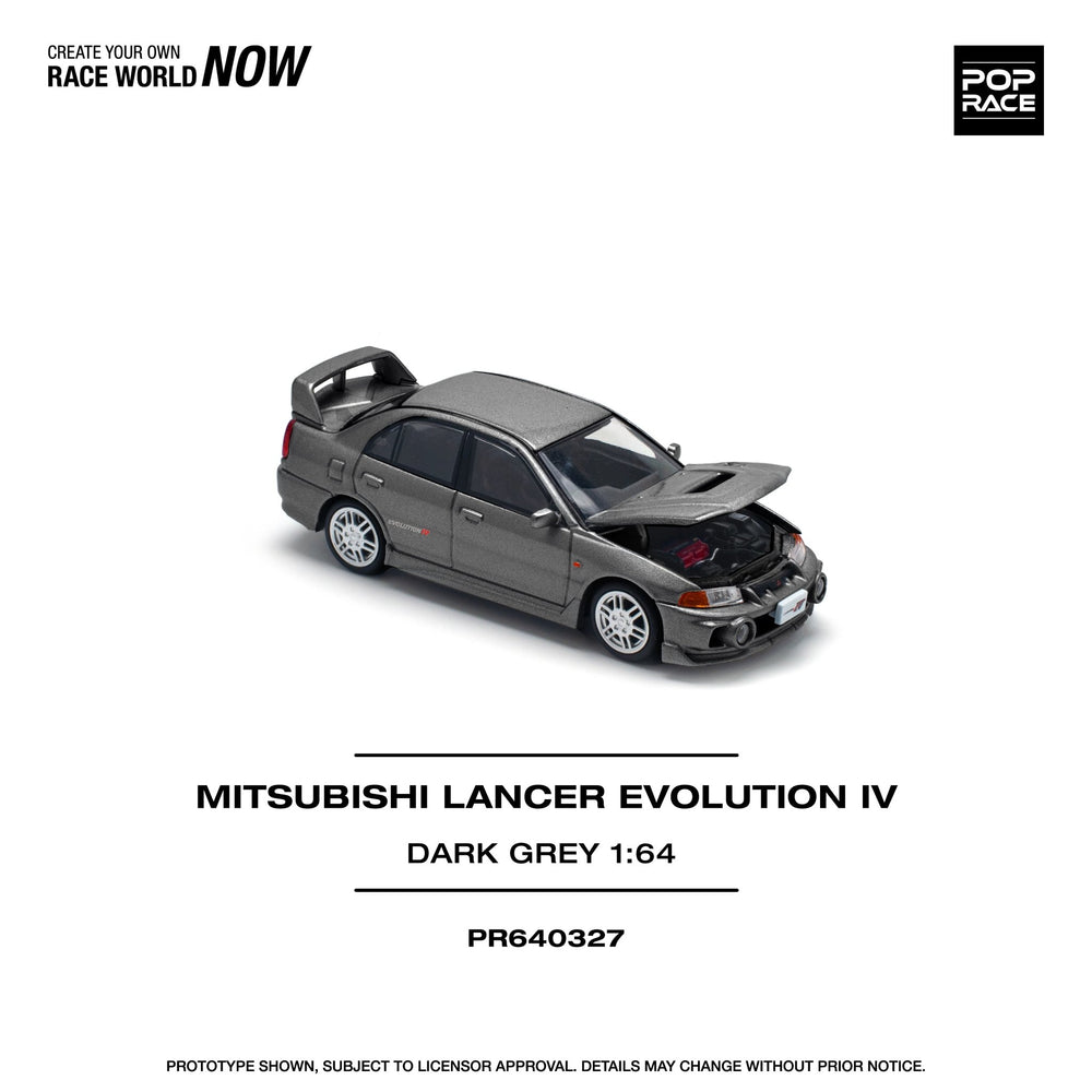 *Pre - Order* Pop Race - Mitsubishi Lancer Evolution IV - Dark Grey - Top CollectiblesDiecastPop Race