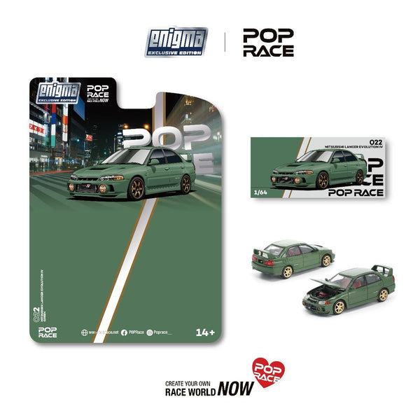 *Pre - Order* Pop Race - Mitsubishi Lancer Evolution IV - Green *Enigma Exclusive Edition* - Top CollectiblesDiecastPop Race