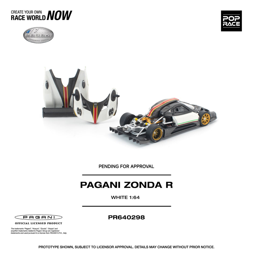 *Pre - Order* Pop Race - Pagani Zonda R - White - Top CollectiblesDiecastPop Race