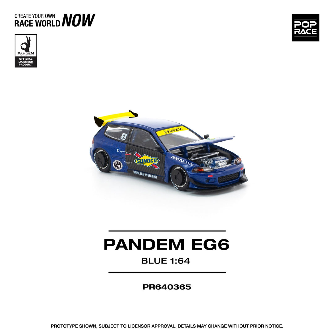 *Pre - Order* Pop Race - Pandem Civic EG6 (Blue / Black - Top CollectiblesDiecastPop Race