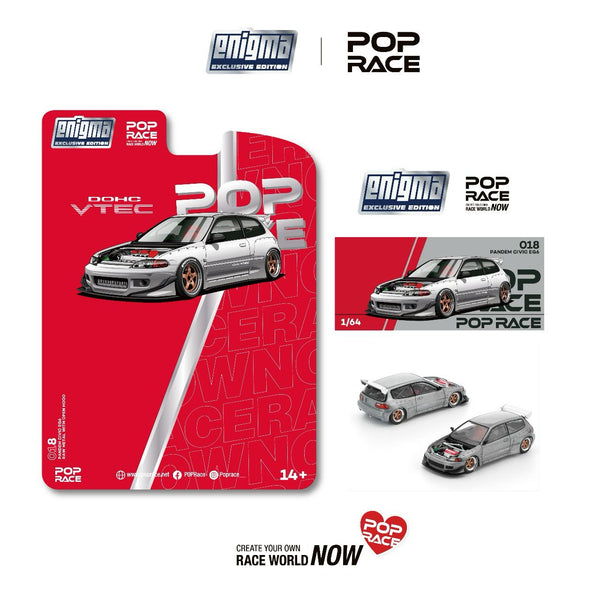 *Pre - Order* Pop Race - Pandem Civic EG6 - Raw Metal *Enigma Exclusive Edition* - Top CollectiblesDiecastPop Race