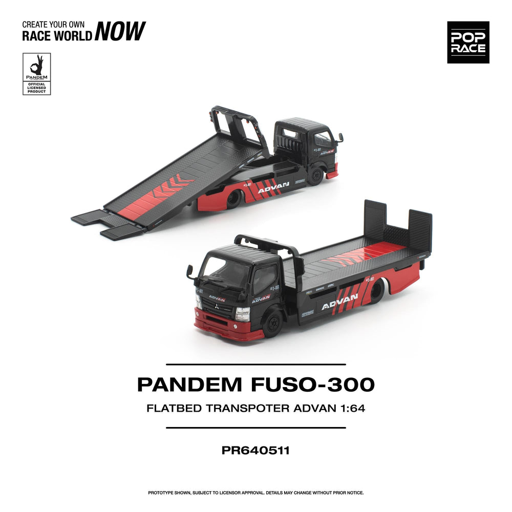 *Pre - Order* Pop Race - PANDEM Fuso 300 Flatbed Transporter - Advan - Top CollectiblesDiecastPop Race