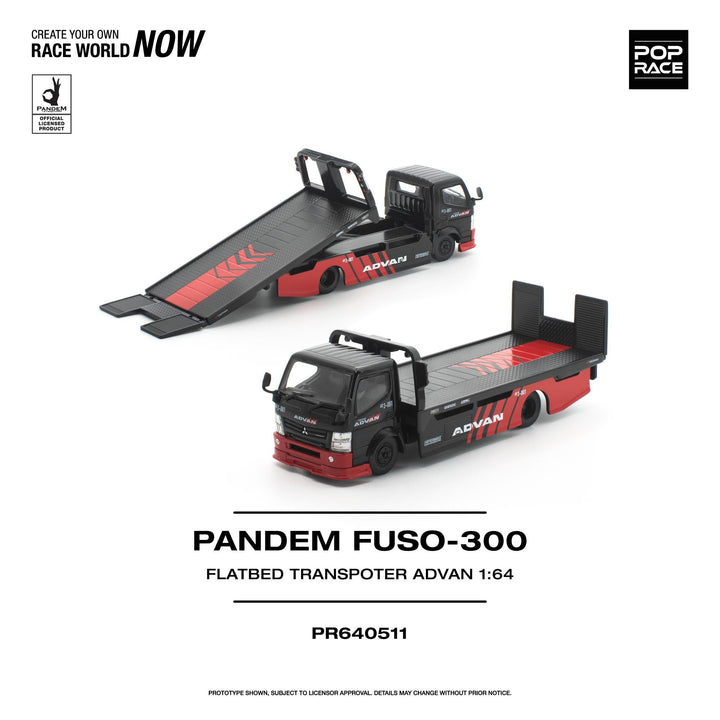*Pre - Order* Pop Race - PANDEM Fuso 300 Flatbed Transporter - Advan - Top CollectiblesDiecastPop Race