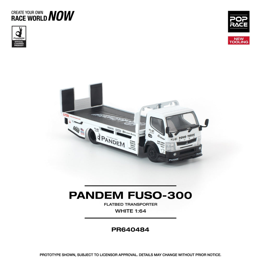 *Pre - Order* Pop Race - Pandem Fuso 300 Flatbed Transporter – White - Top CollectiblesDiecastPop Race