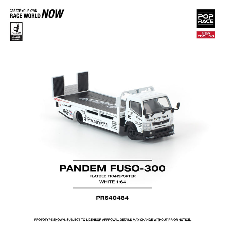 *Pre - Order* Pop Race - Pandem Fuso 300 Flatbed Transporter – White - Top CollectiblesDiecastPop Race