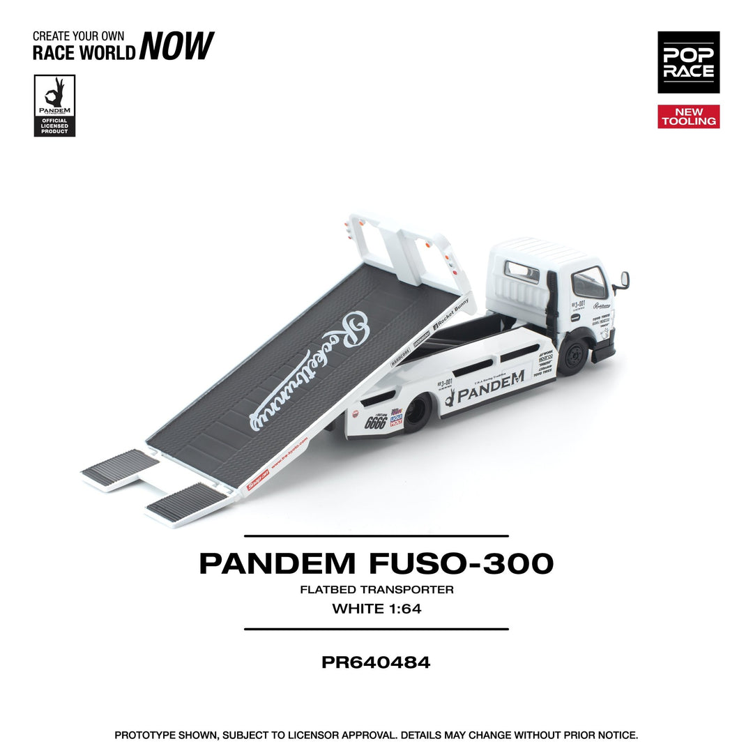 *Pre - Order* Pop Race - Pandem Fuso 300 Flatbed Transporter – White - Top CollectiblesDiecastPop Race