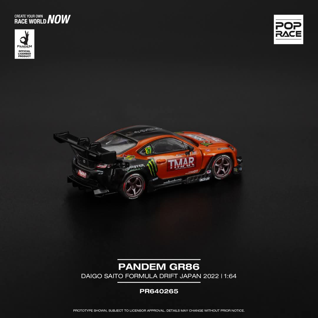 *Pre - Order* Pop Race - PANDEM GR86 - Daigo Saito Formula Drift Japan 2022 - Top CollectiblesDiecastPop Race