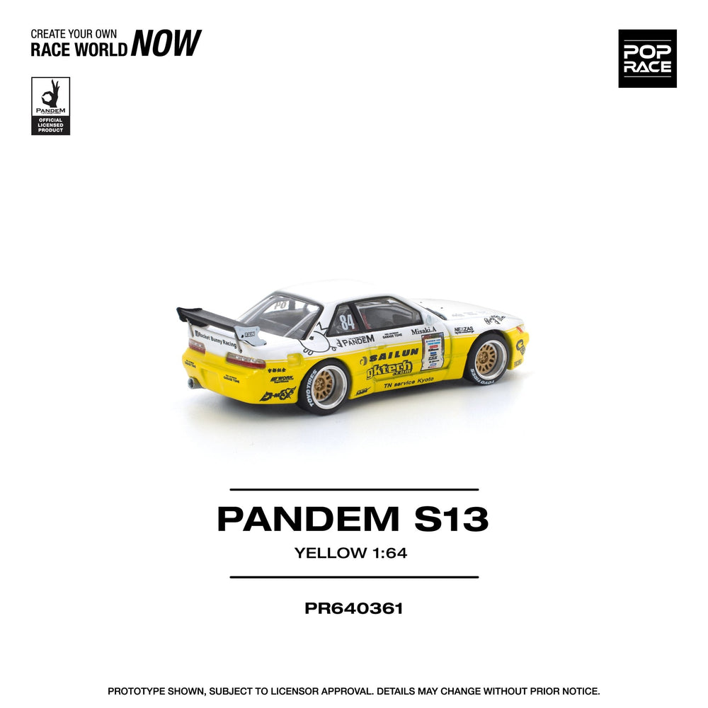 *Pre - Order* Pop Race - Pandem Silvia S13 - 2020 D1 Lights Yellow / White - Top CollectiblesDiecastPop Race