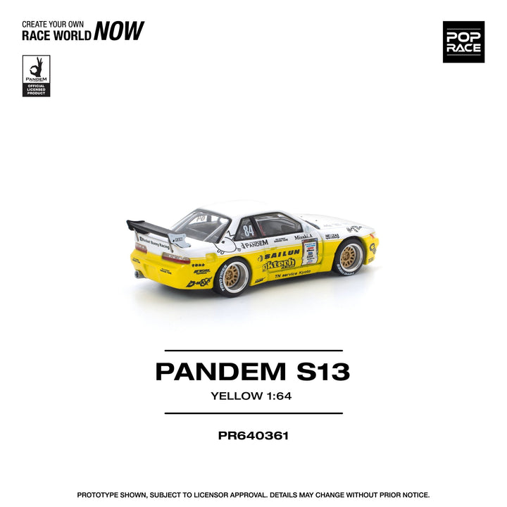 *Pre - Order* Pop Race - Pandem Silvia S13 - 2020 D1 Lights Yellow / White - Top CollectiblesDiecastPop Race
