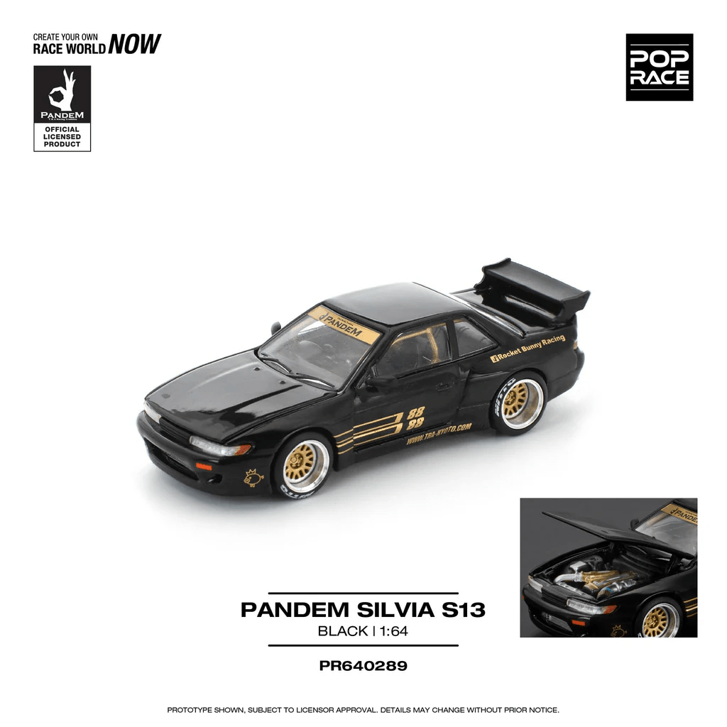 *Pre - Order* Pop Race - PANDEM Silvia S13 - Black - Top CollectiblesDiecastPop Race