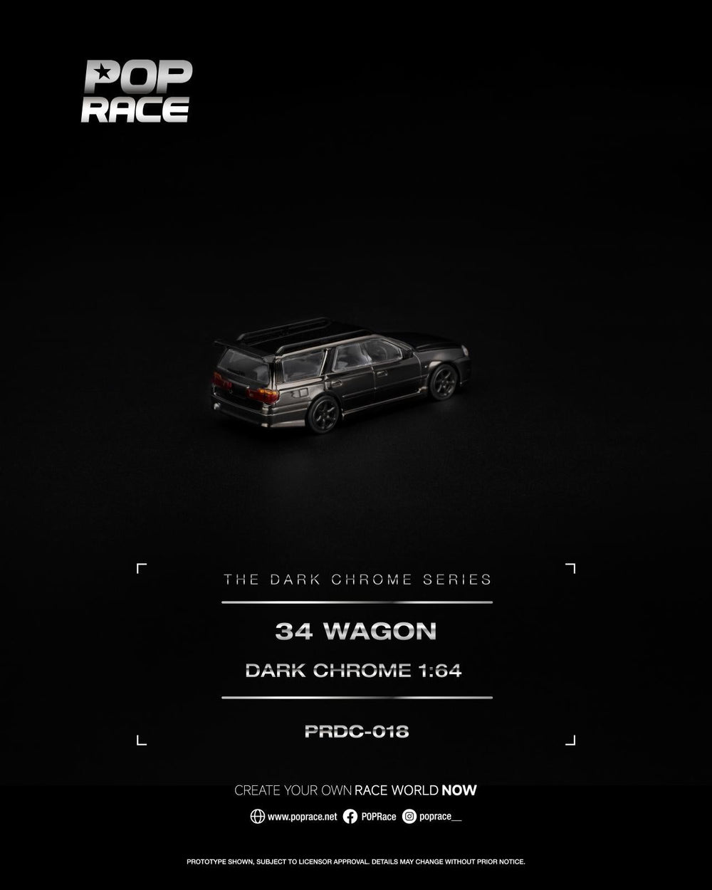 *Pre-Order* Pop Race - R34 Wagon - The Dark Chrome Series - Top CollectiblesDiecastPop Race